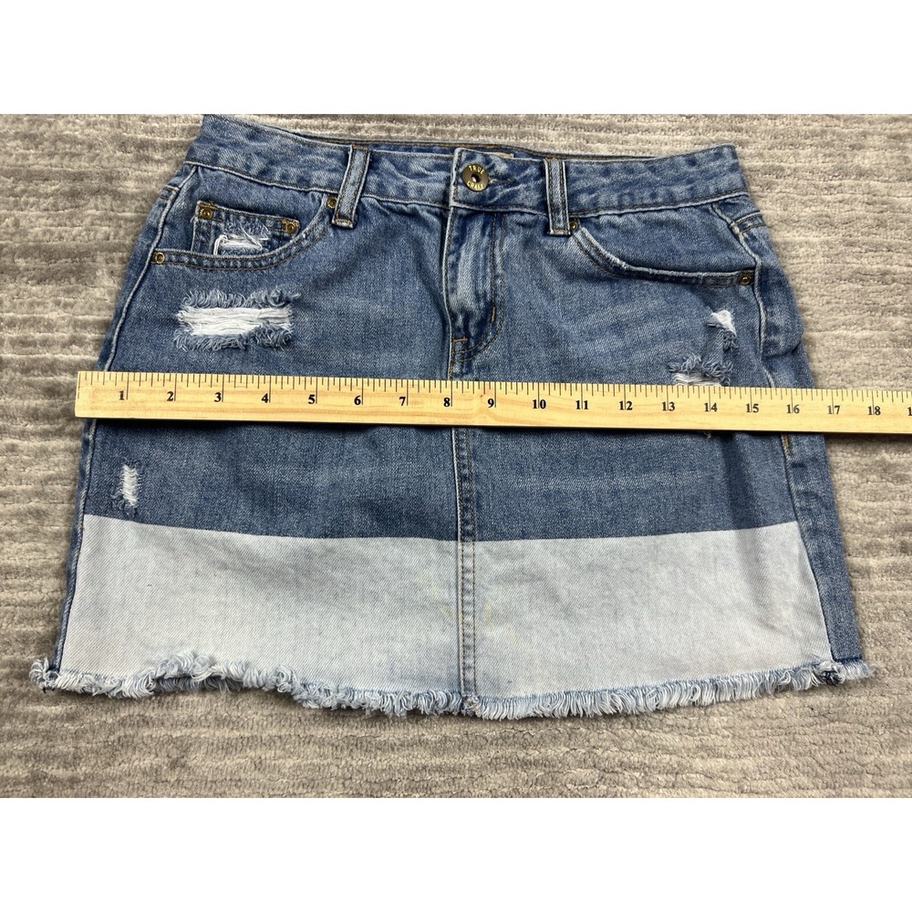True Craft Skirt Juniors 3 Blue Denim‎ Mini 100% Cotton Casual - Picture 5 of 12